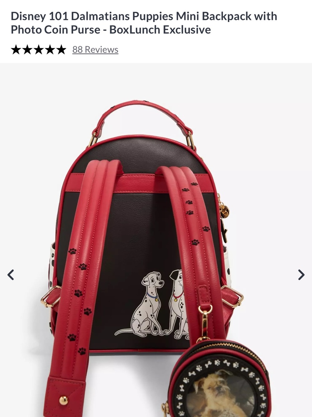 Disney 101 Dalmatians Puppies Mini Backpack - Black, Red, White - Picture 3 of 5